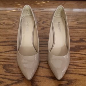 Nine West Cream patent pumps